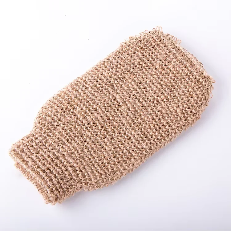 Wholesale Shower Products Private Label 100% Eco-friendly Plant Fiber Jute Hemp Natural Body Exfoliating Bath Gloves