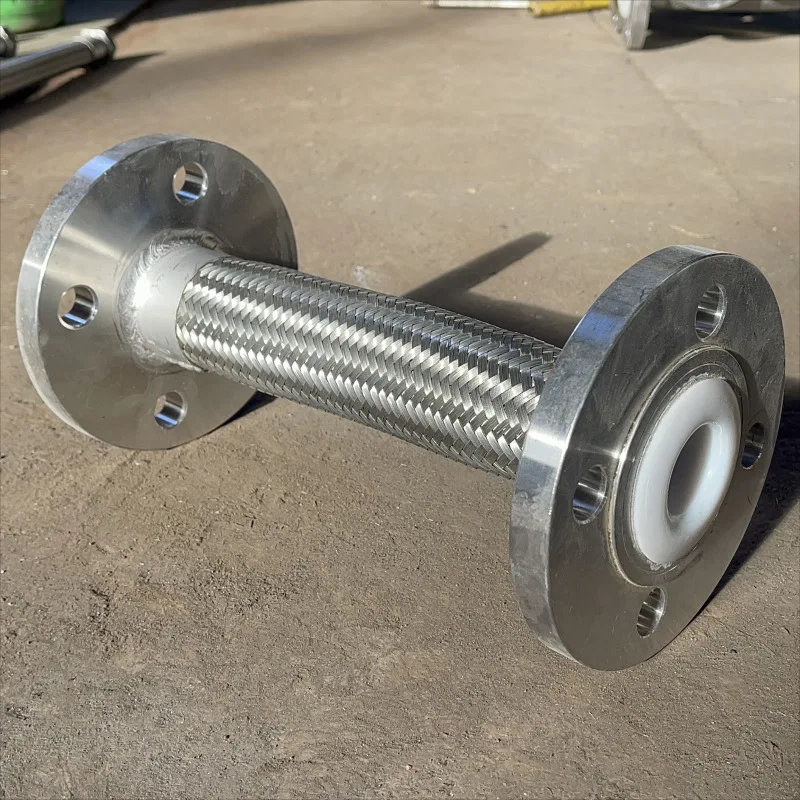 PTFE Lined Flexible Metal Hose Stainless Steel 304 Bellows Hose Flange Connect braided steel hose for chemical plant