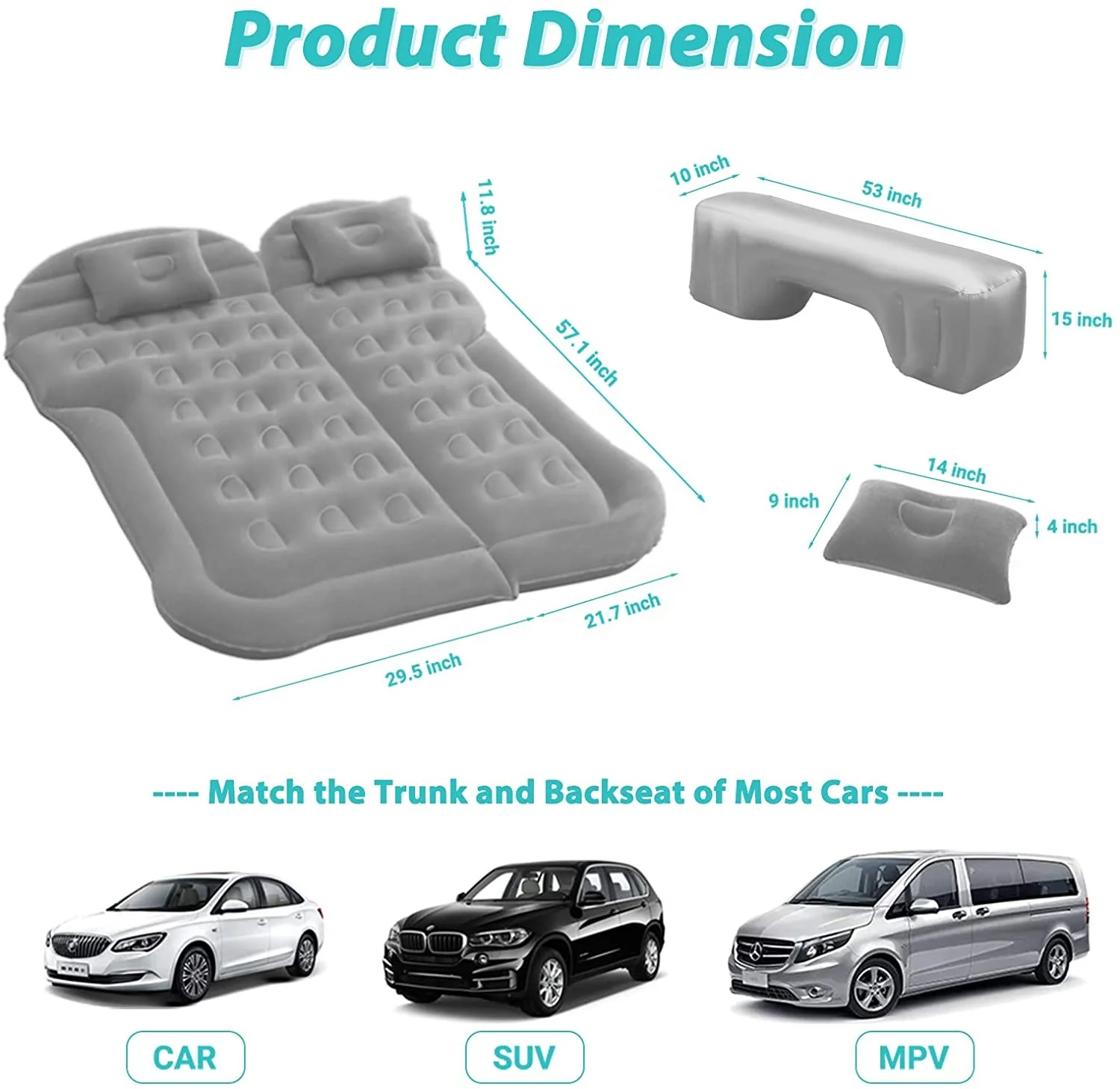 IFUNWOD Inflatable Car Back Seat Inflatable Air Mattress Bed Travel Pillow SUV Car Bed Sleep Air Bed