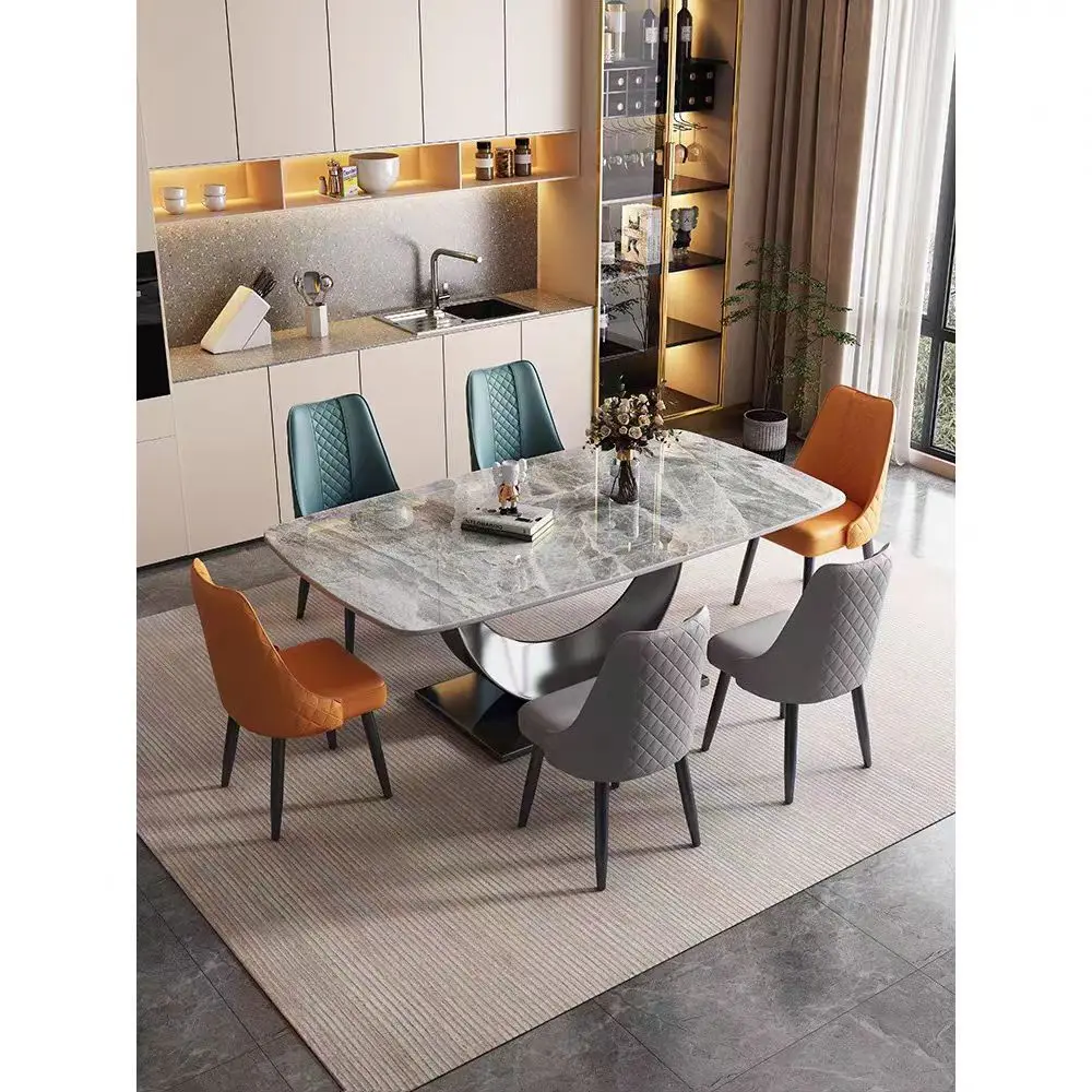 New arrival elegant square designer dining tables dining room set modern dining room furniture with rotating centre