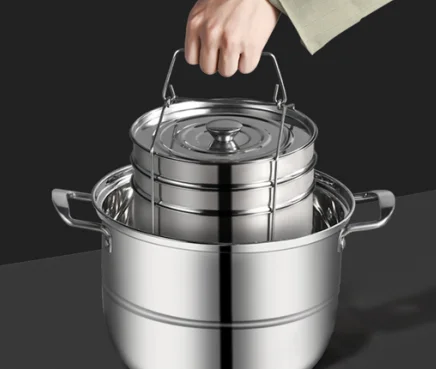 Аксессуары для скороварки Easy Carry, для кастрюли, из нержавеющей стали, Штабелируемый Пароварка, вставка, кастрюля с ремнем