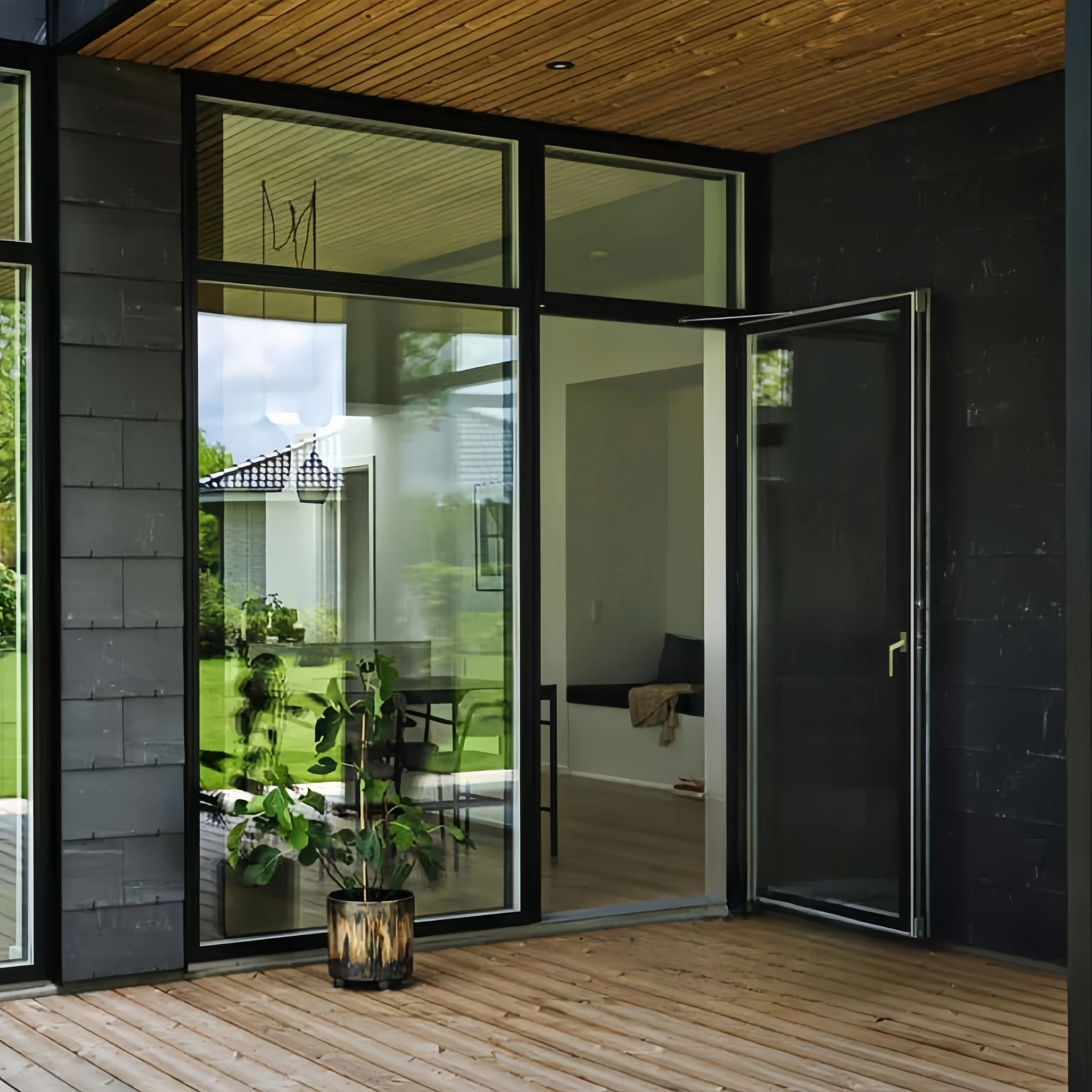 customized Latest aluminum alloy tempered glass Modern Design House Door Soundproof Glass Doors For House Casement Door for sale