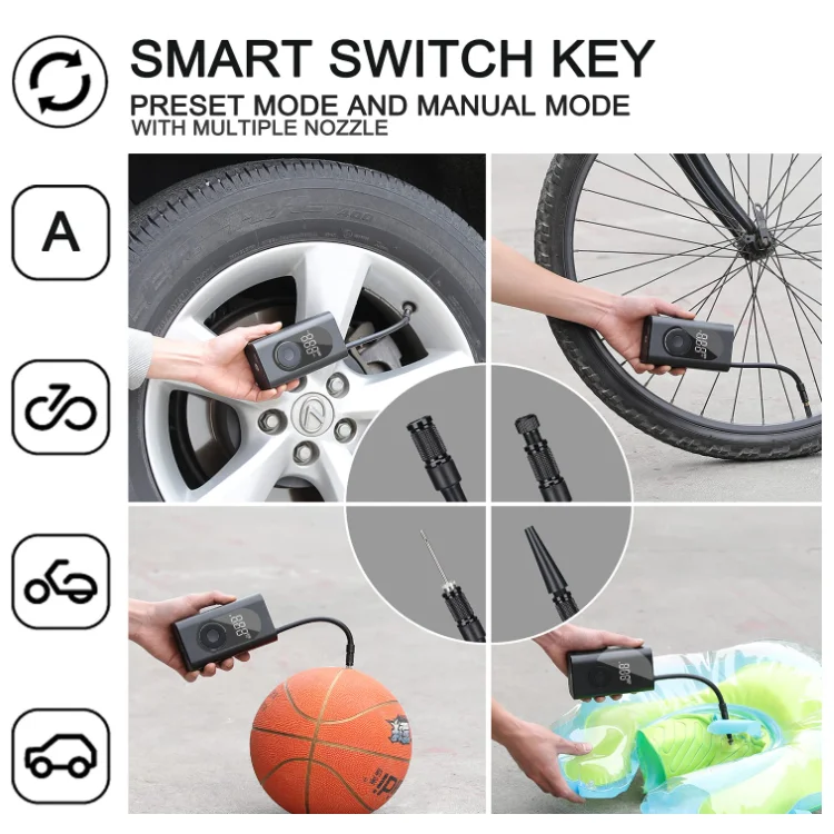 Air Compressor Auto Tyre Inflator Portable LCD Digital Tire Inflator With Pressure Gauge