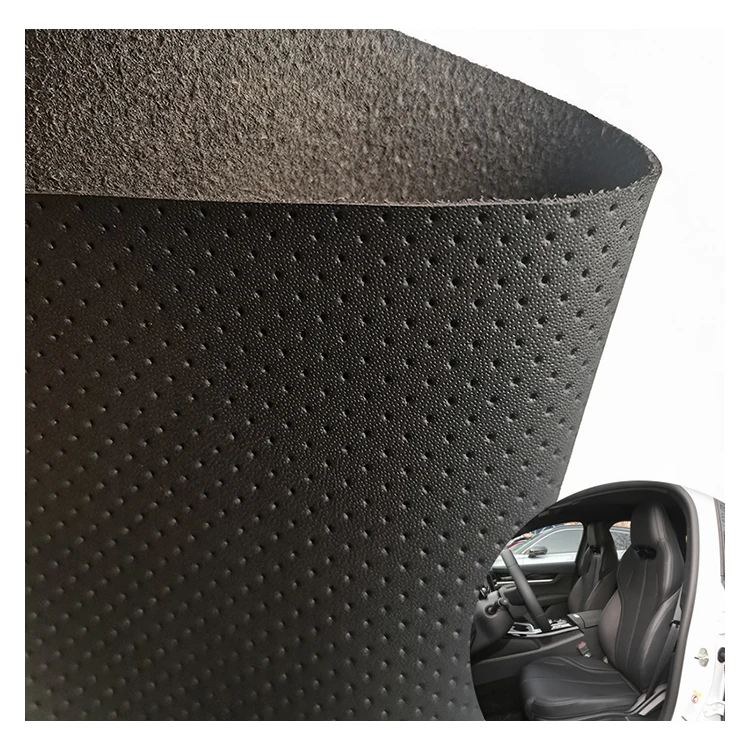 Customized 1.3mm Color Fastness Level Four Soft Synthetic Half Hole Microfiber Leather For Car Seat