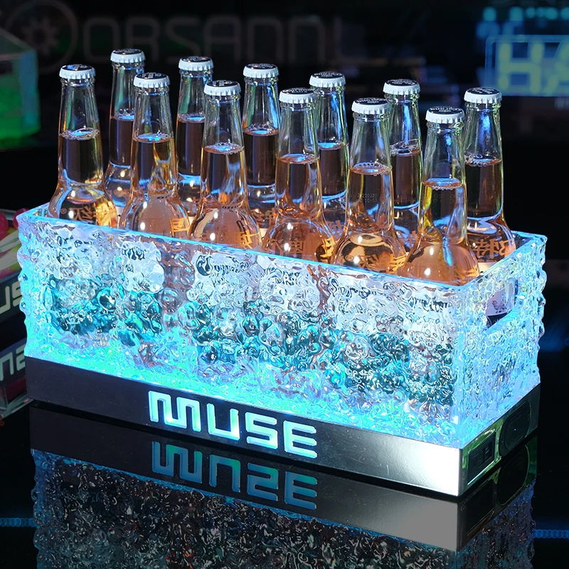 Newly Led Ice Bucket  Acrylic Ice Bucket Champagne Bucket Cooler beer Bottle Holder Keeps Drink Cold