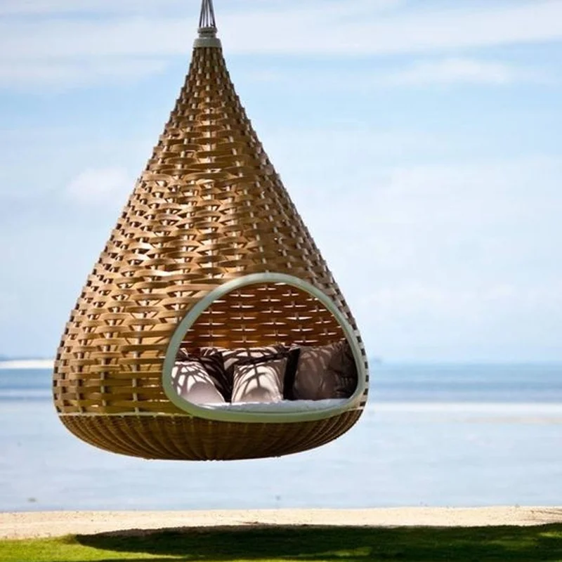 The covered Rattan cane Mabogany Hammock for outdoor wedding garden bar coffee shop balcony hotel kids birthday partyneeds