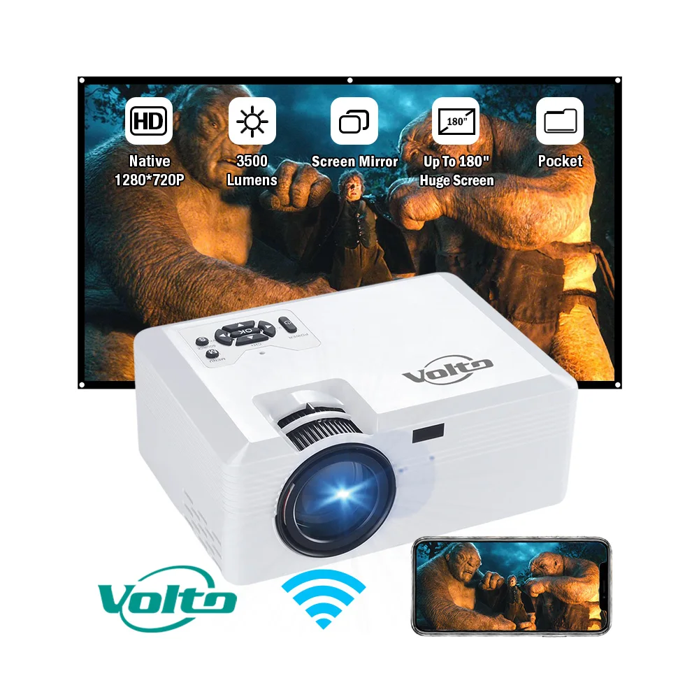 VOLTO3D Smart Projector Full HD Android 9.0 300Inch DLP Proyector Support 4K Video Game LED Beamer