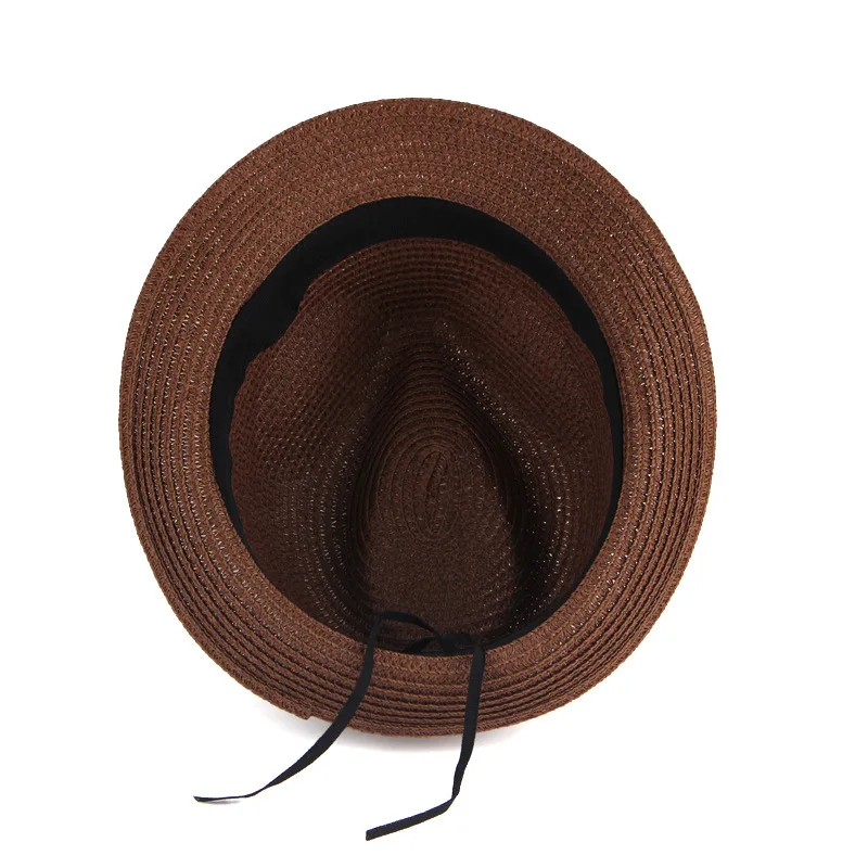 Women Men UPF 50+ Straw Fedora Hat Packable Short Brim Roll Up Trilby Hat Panama Summer Beach Sun Hat