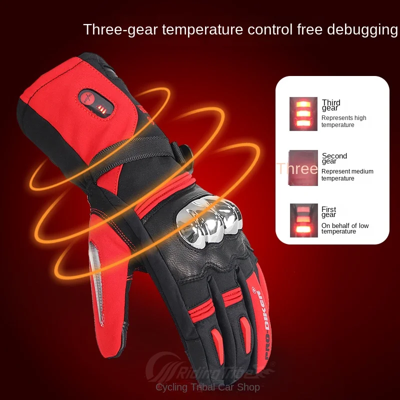 Fleece charging thermal waterproof gloves protective cycling outdoor off-road road fist shell