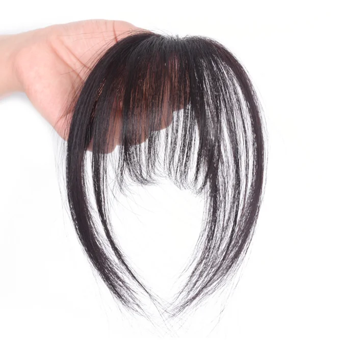 100% Real Human Hair Extensions Ultra Thin 3D Air Clip in Bangs Hairpiece with nice net Natural Flat neat Bangs for women