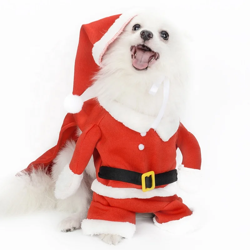 pet supplies wholesale christmas pet costume stereo puppy pet halloween costume Santa Claus dog standing suit