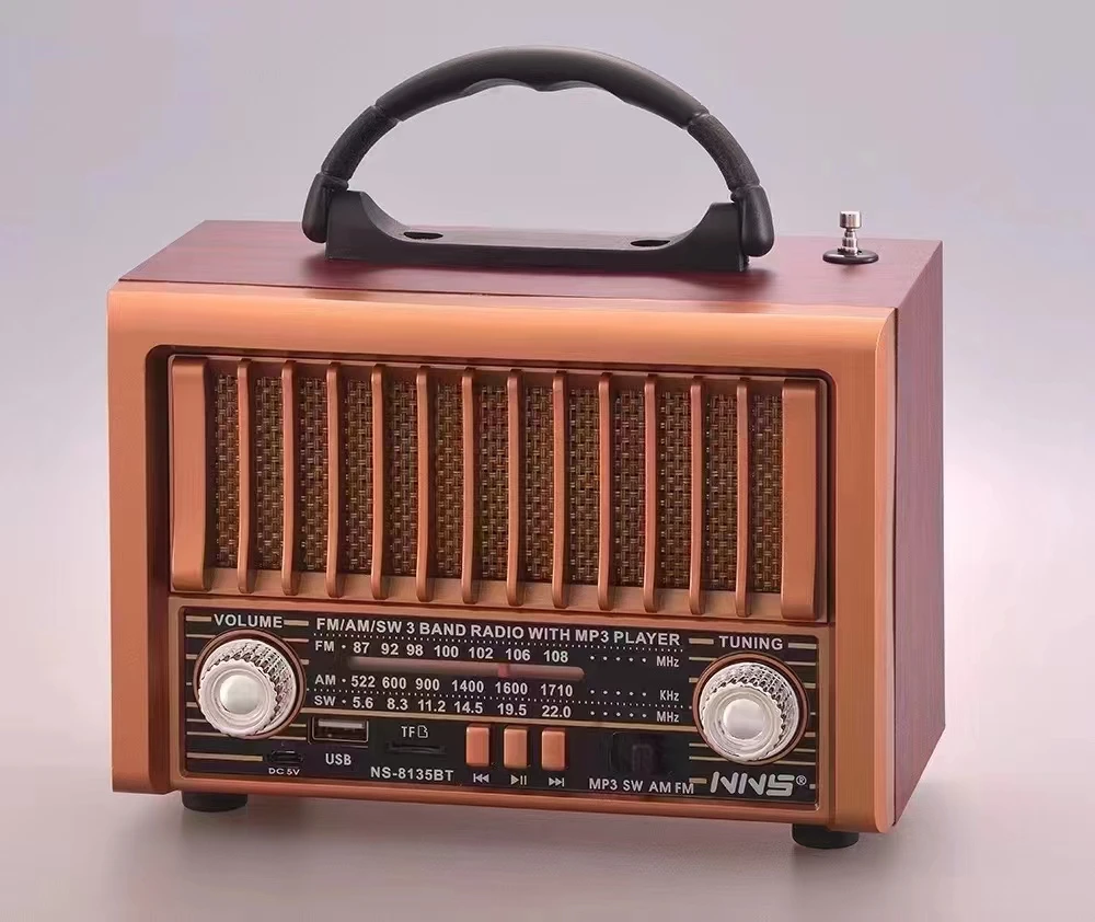 high quality retro headset  radio  home desktop Wooden AM FM SW 3  band Radio with bt Speaker NS 8135BT (1600721935020)