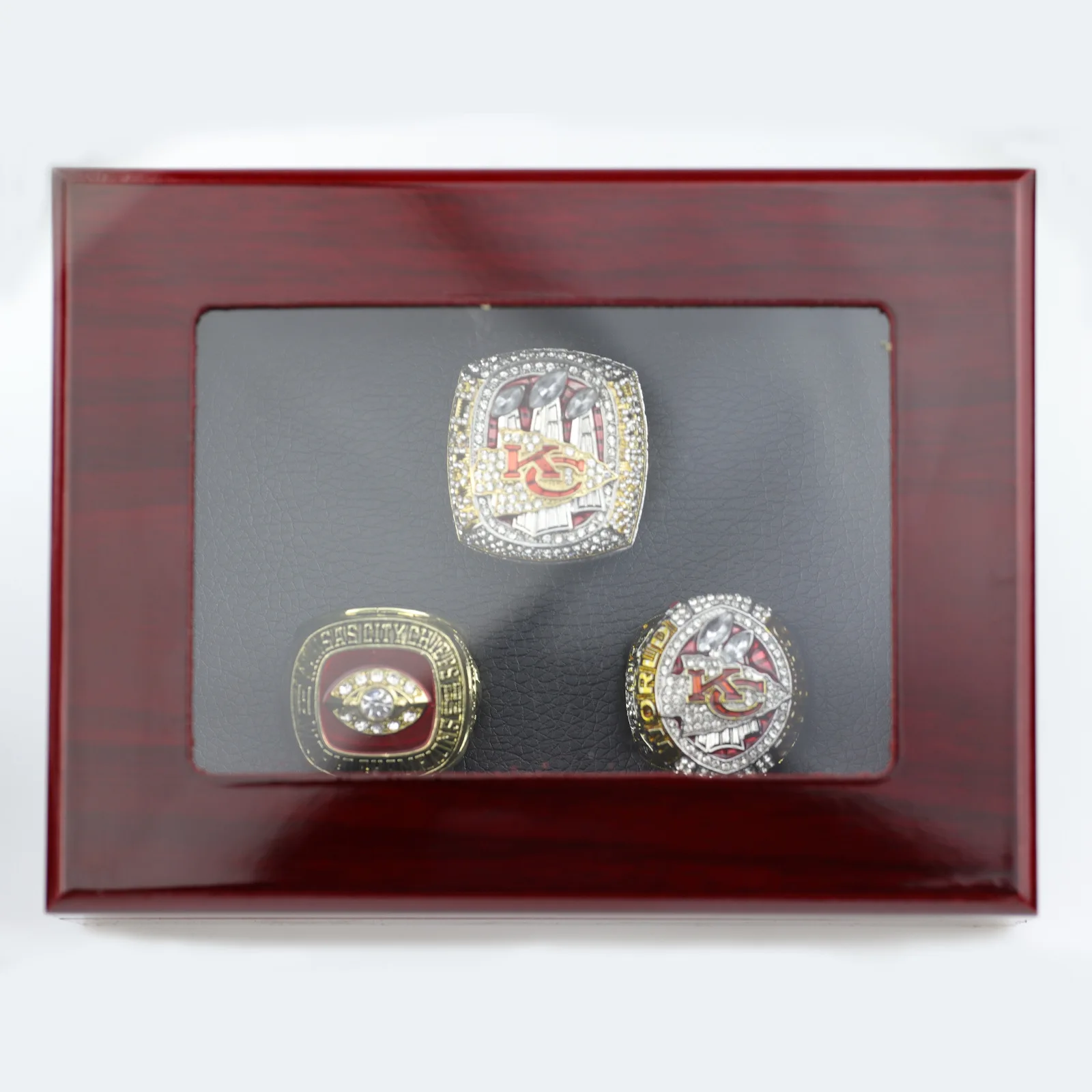 3pcs/set Wholesale Designs Stylish Dome Filled Diamond Sports Championship Kansas City Chiefs Ring