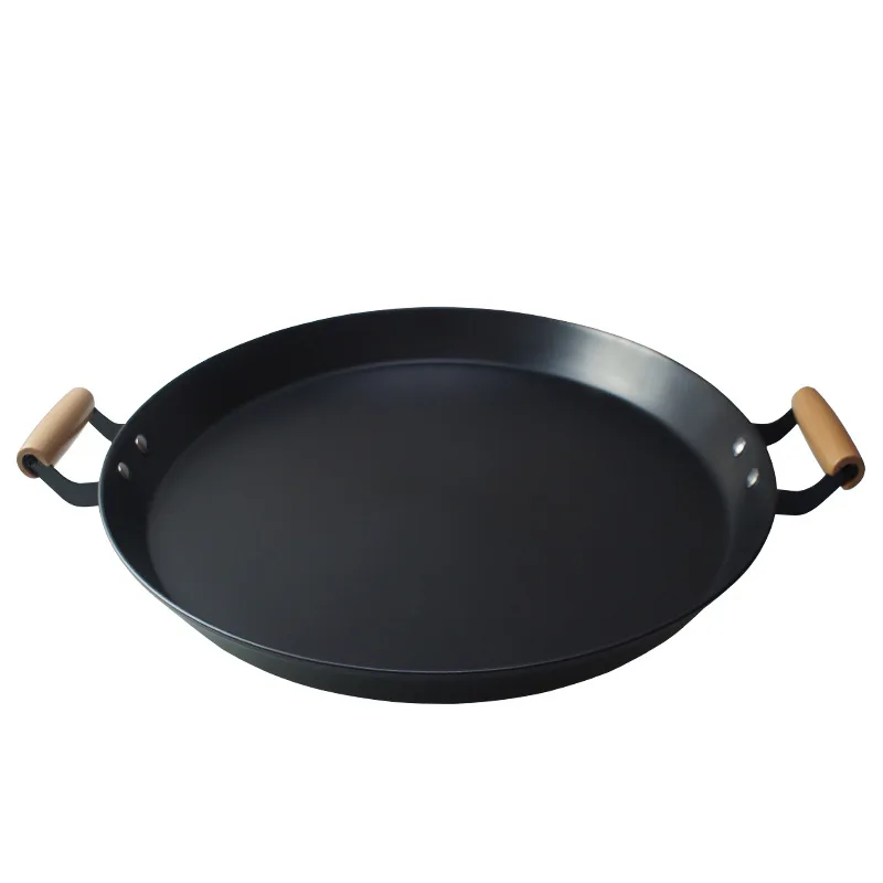 Nitrided Commercial Flat Pan with Two Ears Increase Thickened Non-Coated Non-Stick Pancake Stall Cookware Frying Household Use