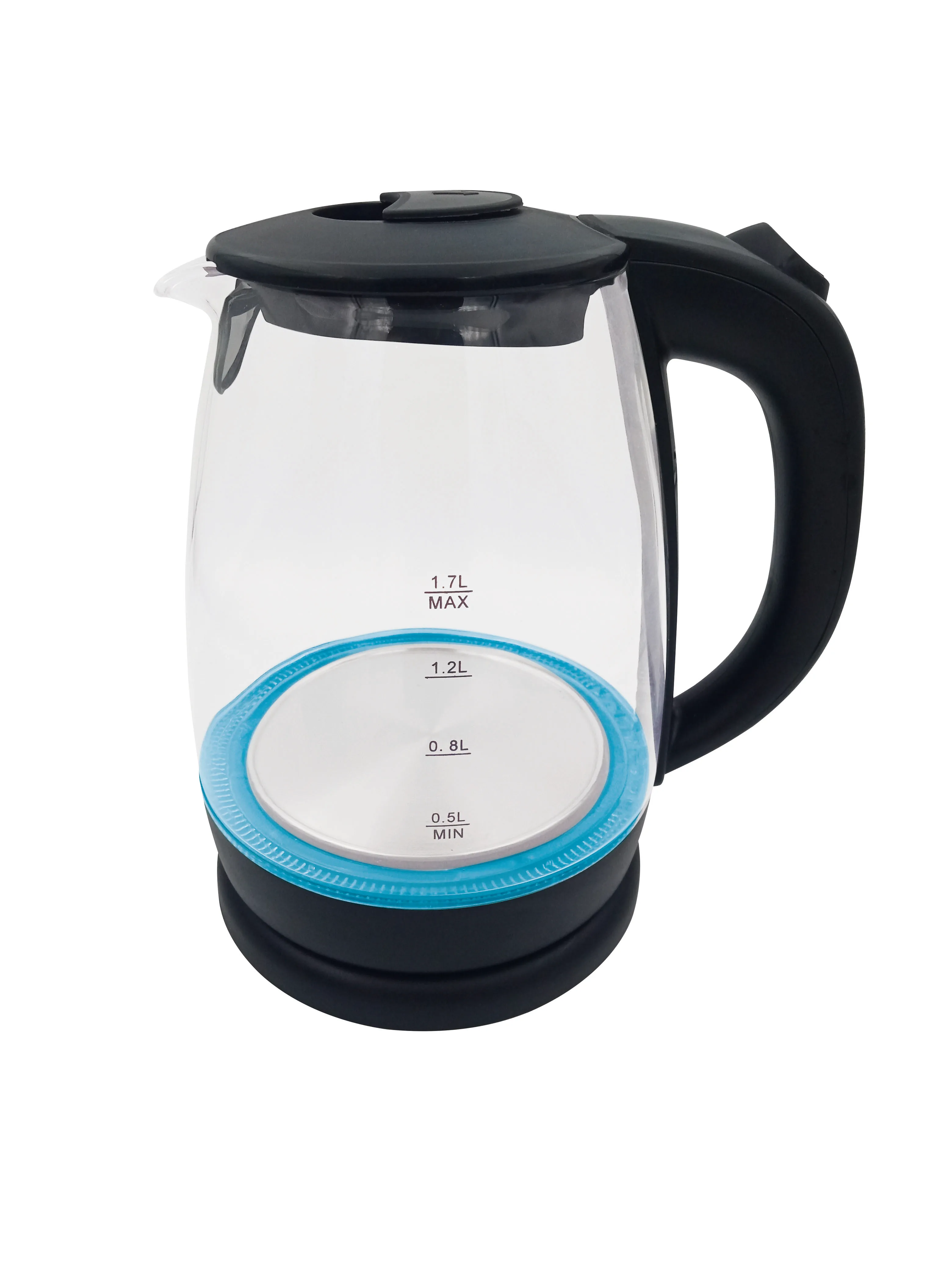 
very cheap borosilicate glass kettle with blue led light and very good quanlity . 