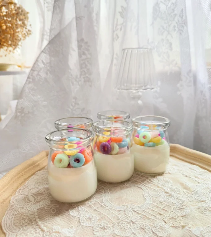 Cereal Yoghurt Scented Soy Wax Candle Decorative Candles in glass bottle