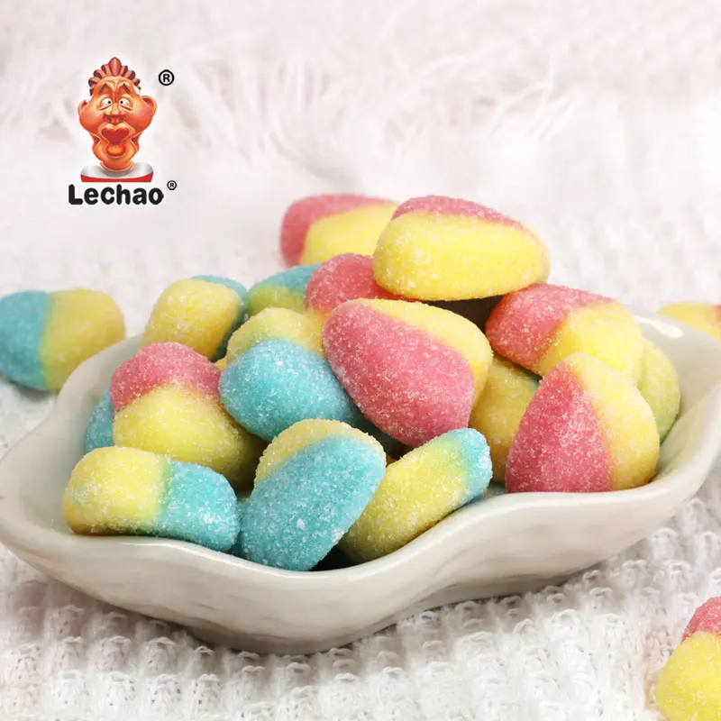 Bulk Bag Pack Gummi Bonbons Two Colors Sugar Coated Sweet Strawberry Heart Shaped Gummy Candy
