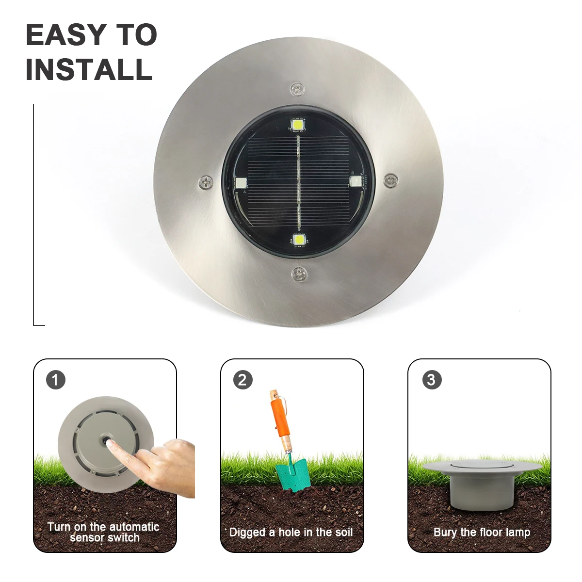 Hot Sale Solar Garden Lamp Round Shape Outdoor Waterproof IP65 Decoration Path Patio Lawn Lights for Grass Lighting