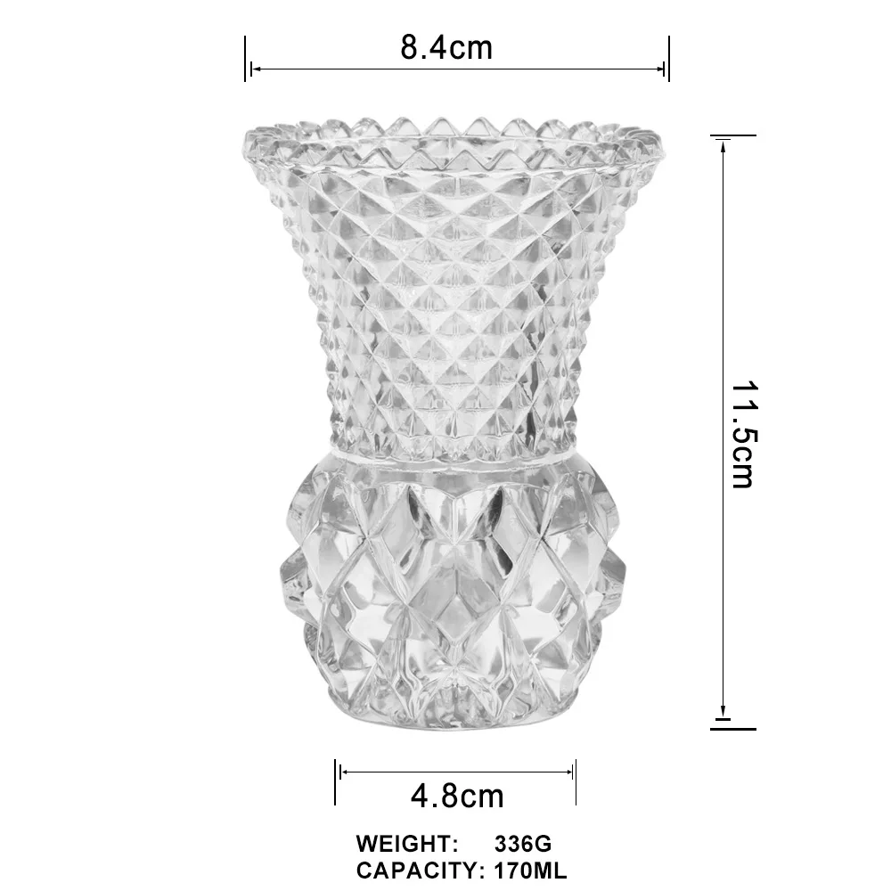 Luxury High End 3D Relief Tabletop Home Decor Flower Vases Plant Pot Transparent Crystal Glass Vase For Living Room