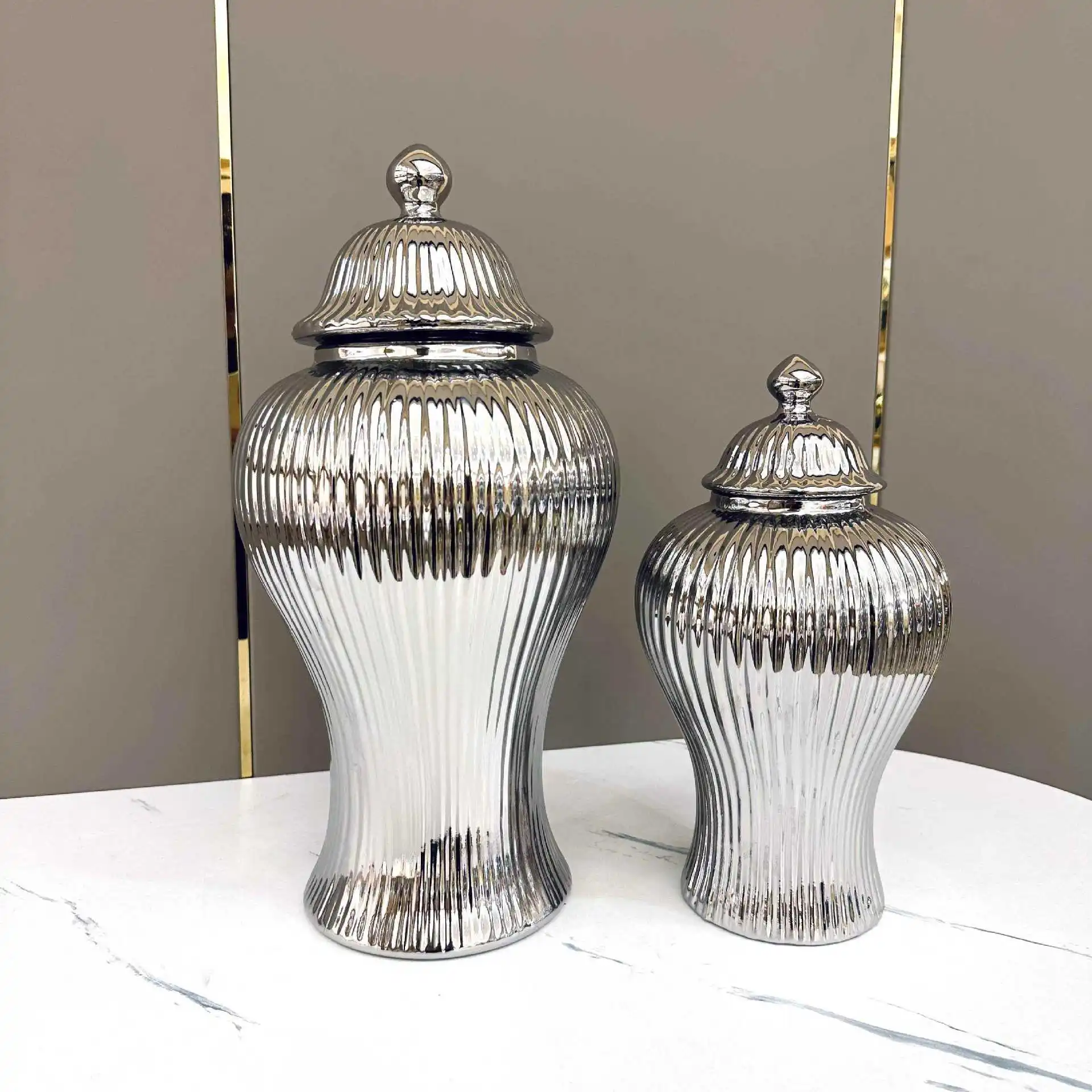 luxury electroplating ginger jar European style vase home decoration storage jar