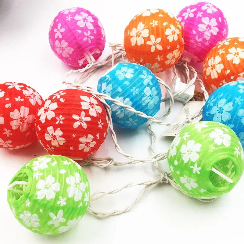 10 Global Lanterns with colourful Petal warm white Leds light for all holiday decoration