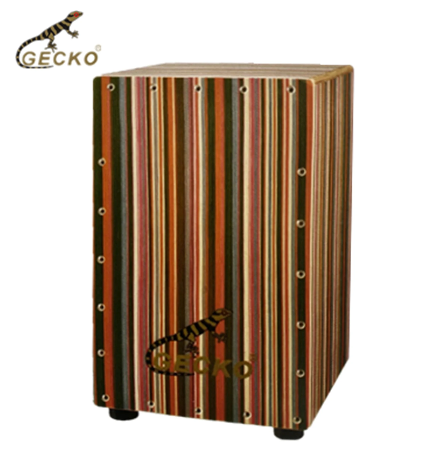 GECKO CL23A Cajon box drum wholesale Cute colorful Rainbow wood cajon drum with steel string for entertainment