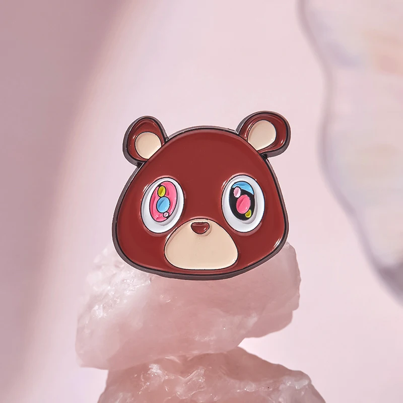 American Rapper Q Version Enamel Brooch Kanye West Wears Cartoon Backpack Badge Clothing Accessories Gift Jewelry for Friends