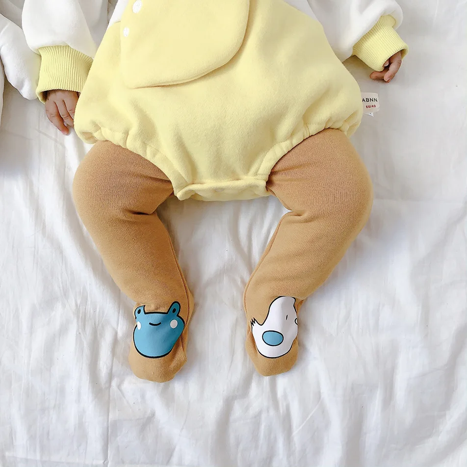 5 colors cotton cartoon infant girl legging footed thick winter baby pantyhose