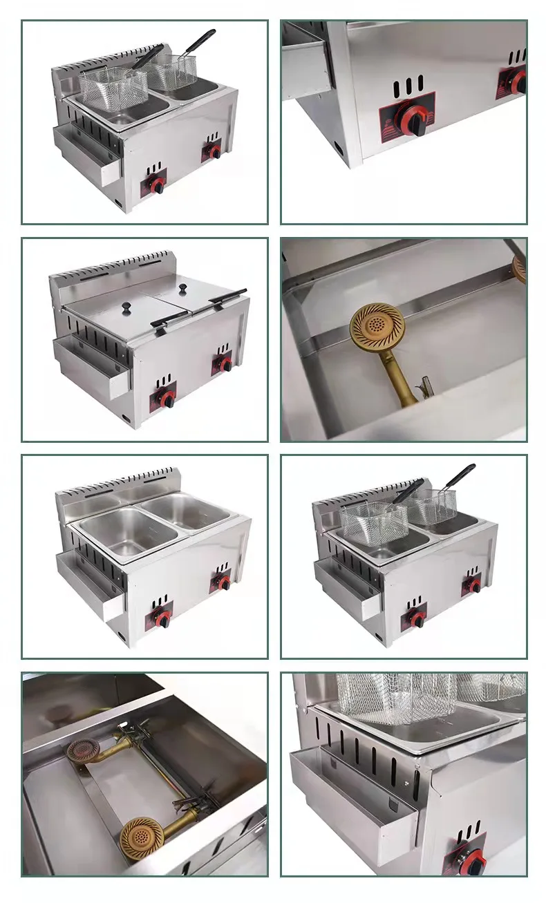 Commercial Stainless Steel Restaurant Gas Powered Deep Fryer