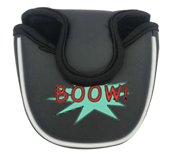 2022 OEM Black Pu Leather With Personalized Embroidery Cute Logo Customized Golf Club Headcover Putter Mallet Head Cover