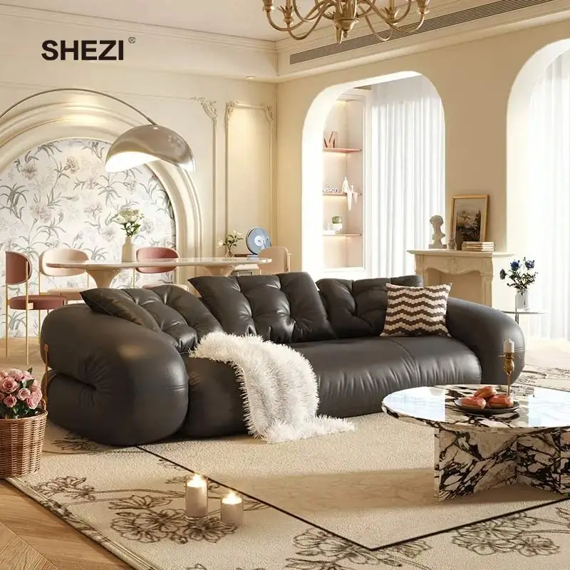 SHEZI New style modern soft couch living room sofas convertible sofa bed luxury leather tatami folding sofa bed