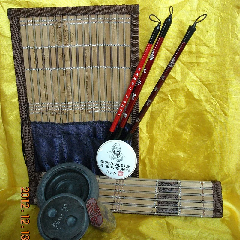 Hardcover Edition B 9Pcs Chinese Calligraphy Brushes Colorful Handle Antique Cloisonne Chinese Brush