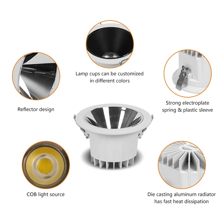 ALLWAY High Lumens Designer Tri Light Commercial Ip54 Aluminum Housing Indoor Led Slim Downlight