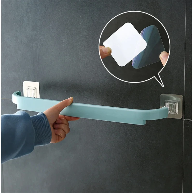 Multifunction Bathroom Towel Rail Hanger Self Adhesive Hanging Hooks Holder Wall Storage for Towel Rack Home Accessories