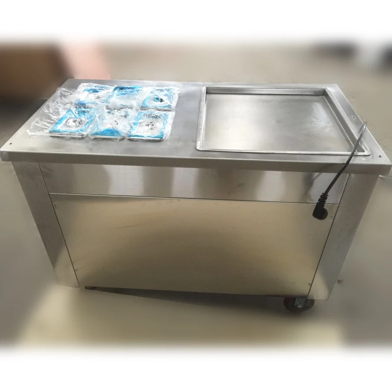 Stirring Fry Fruit Yogurt Fried Ice Cream Rolls Machine Single Pan With 6 Cooling Tanks