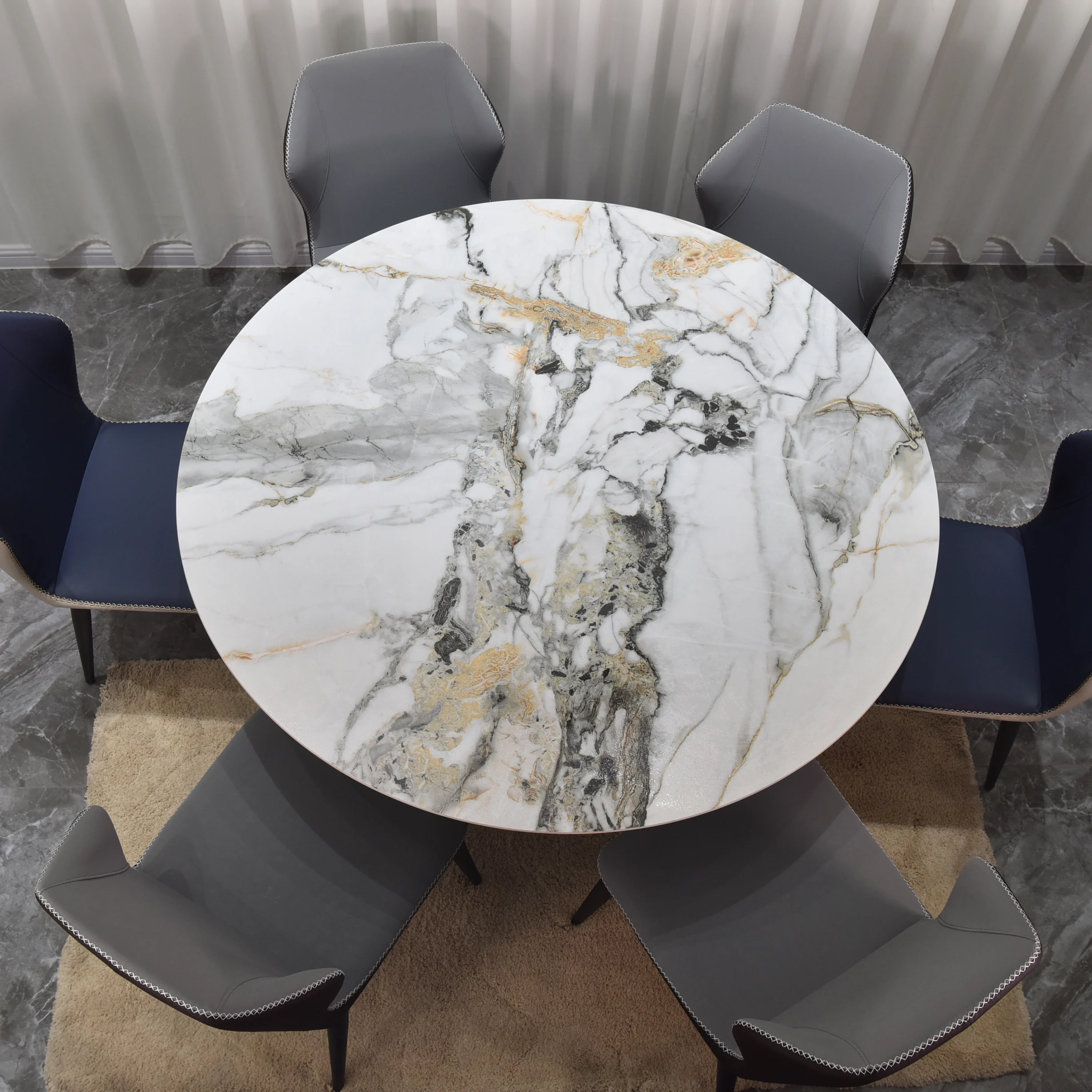 
modern designs luxury home furniture sets round dinning set rock plate dining table 