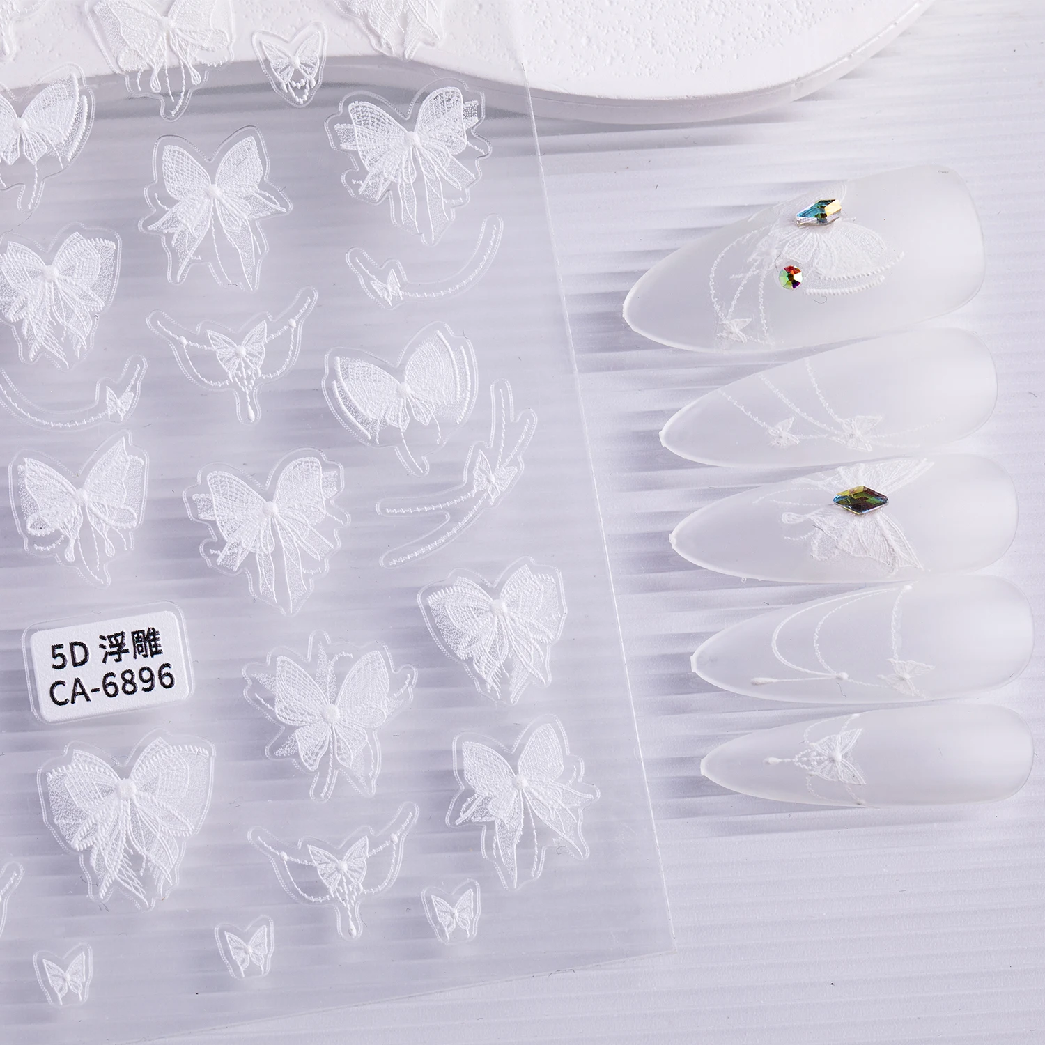 5D Nail sticker Ribbon bow black white thin tough bow ballet shoes DIY nail stickers