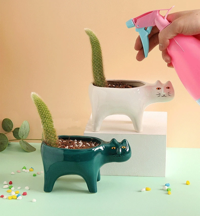 Creative  Cat Tail  ceramic pots for plants Home and Garden Decoration for Flower Pots covers Succulent plant pot Indoor Plants