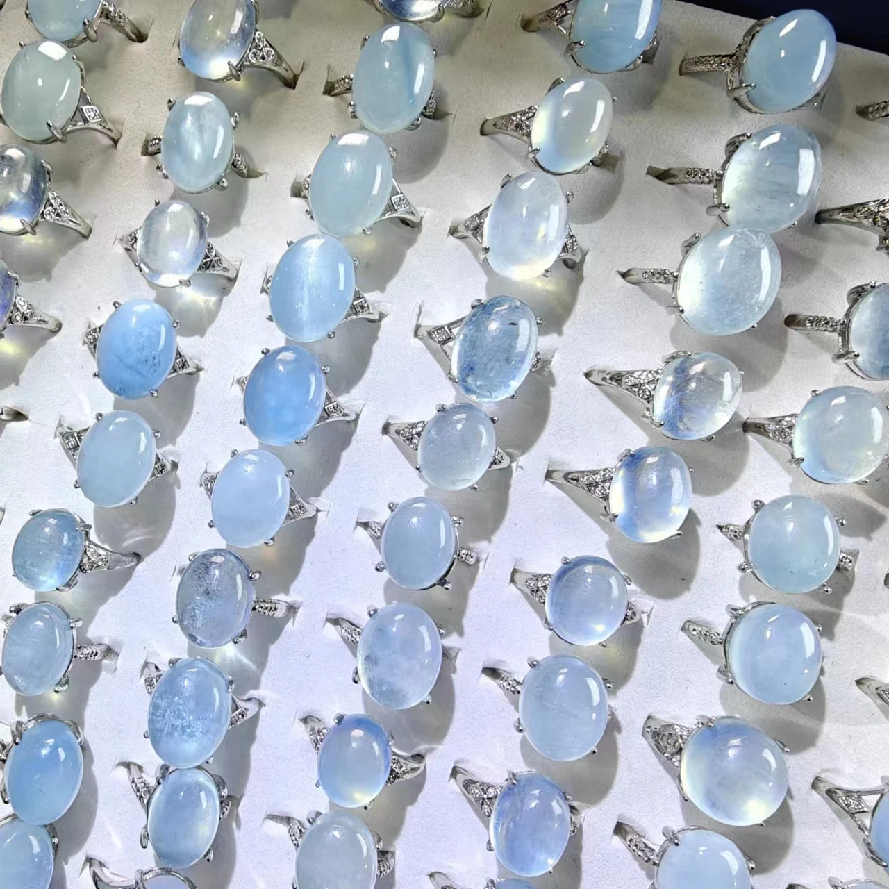 Wholesale Crystal Jewelry Ring Gemstone Rings Aquamarine Rings for Love Gifts