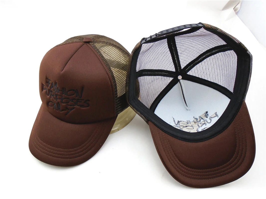 Australia Advertising Promotions Wholesale Free Sample adults size brown Mesh Foam Sport Gorras Embroidered logo trucker cap hat
