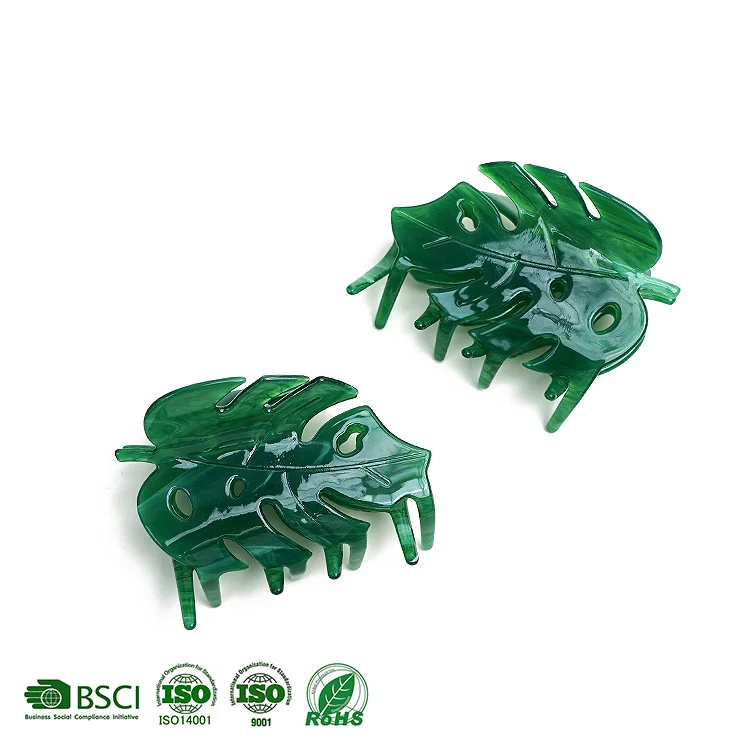 CANYUAN Creative 3D Model Making Green Leaf Monstera Acetate Hair Claws High Quality Custom Acetate Claw Clips Wholesale