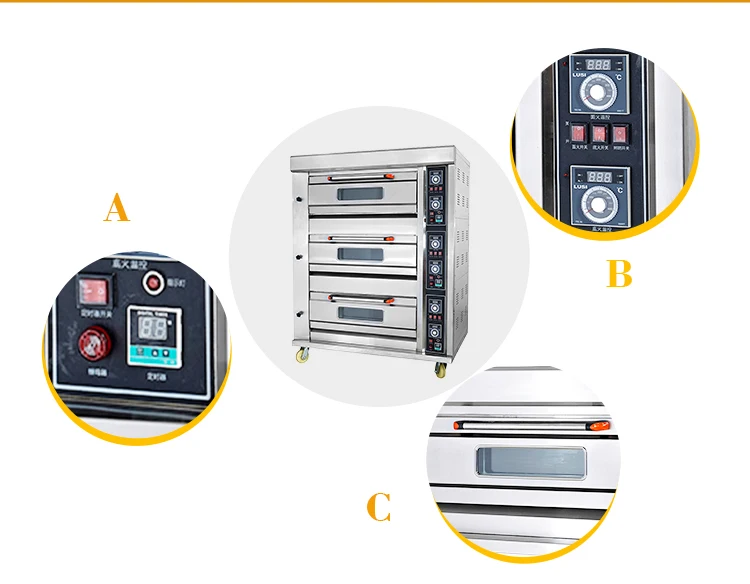 gasbaking equipment commercial  Deck Oven for Pizza 3 Deck 6 Trays