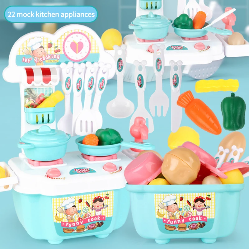 Wholesale Children Play House Plastic Mini Kitchen Educational Toys Kids Pretend Play Food With Games Set For Toddler Girls Gift