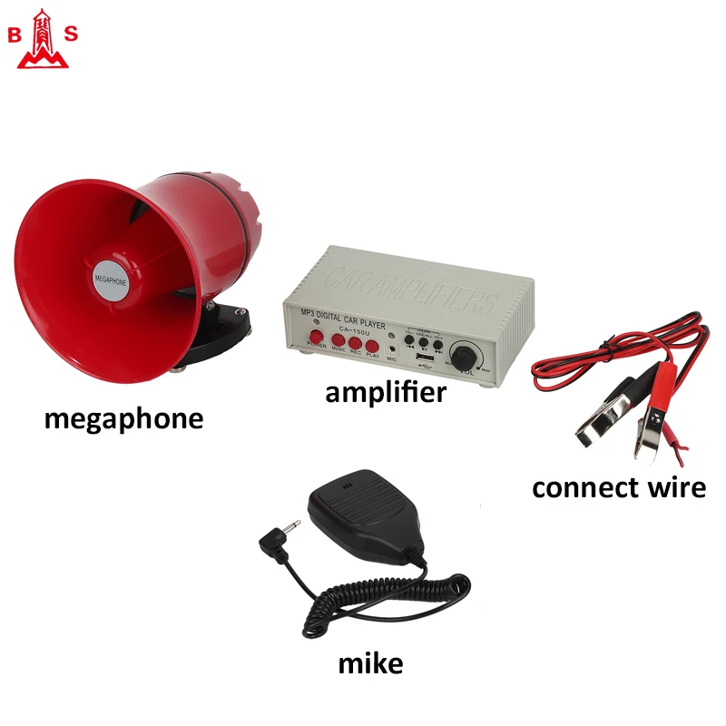 vehicle megaphone speaker with out connect mike  audio amplify electric car speaker record loop play