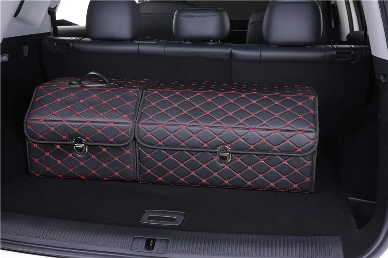 
2020 buy car accessories interior organizer waterproof durable foldable handy car storage leather box trunk box for car 
