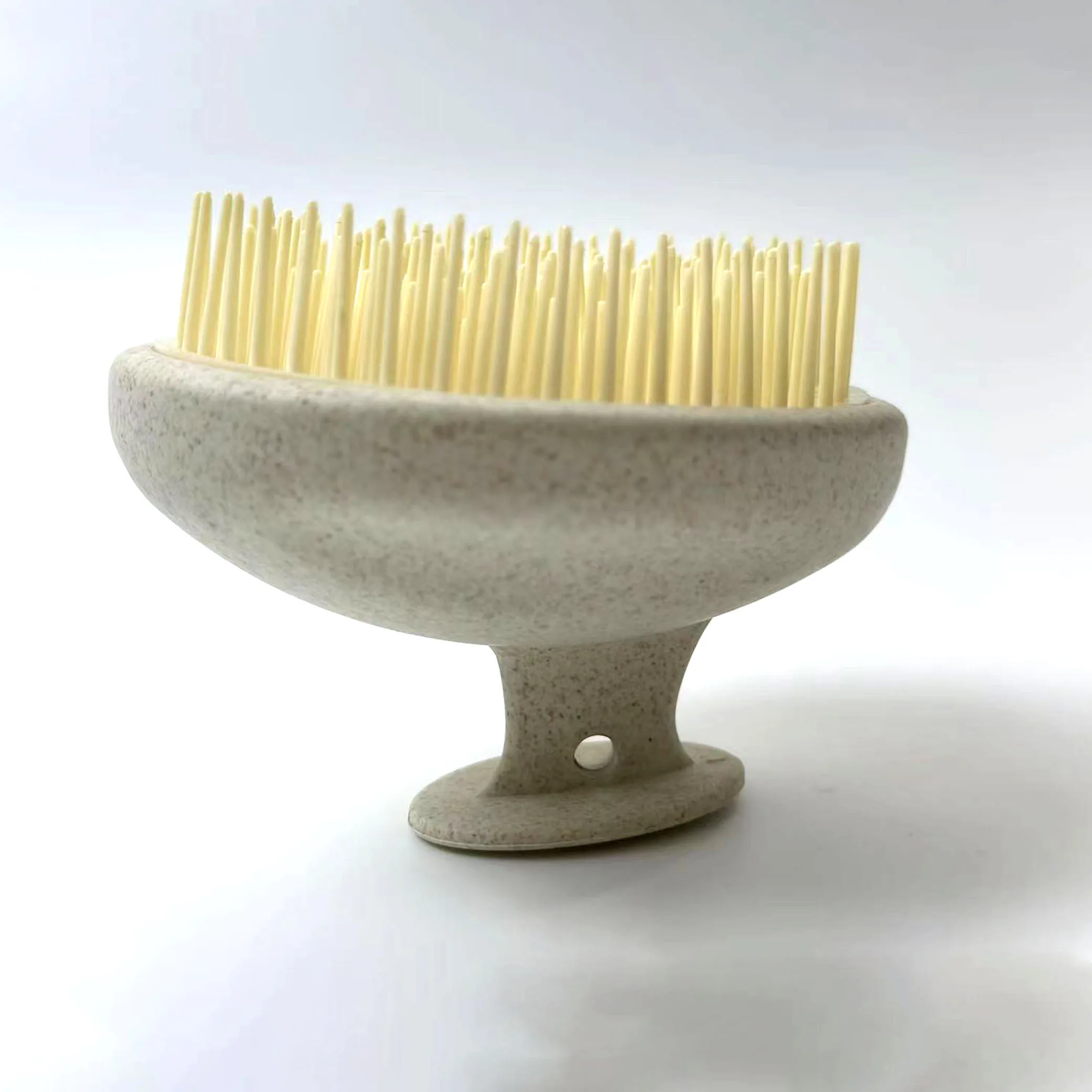 Popular Custom Logo  Biodegradable Wheat Straw Soft Silicone Teeth Head Massage Shampoo Brush