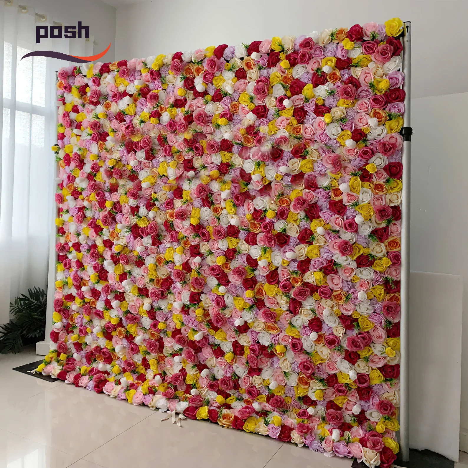 Custom Wholesale Price Artificial Silk Flower Rose Wall Flower Panel Backdrop Stand For Flower Wall Decoration
