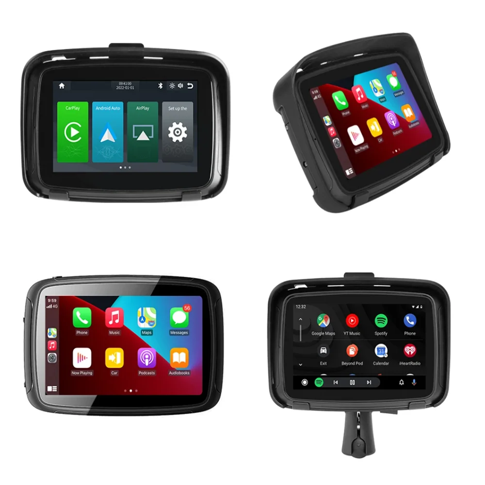 5 inch Waterproof Sun Protection Motorcycle GPS Navigation Wireless Carplay Android Auto Remote Control BT Moto Monitor