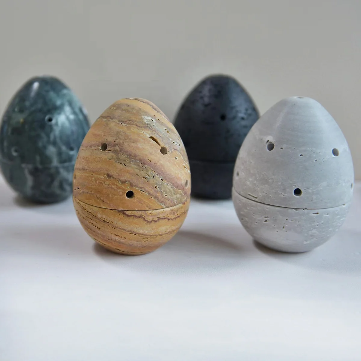 Luxury Oval Dinosaur Egg Marble Incense Holder bakhoor burner table decoration travertine marble incense burner