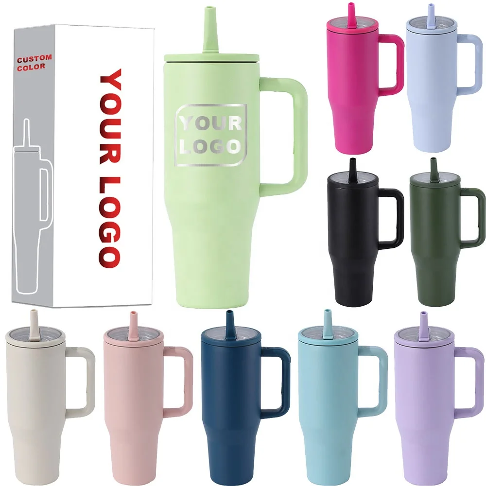 Wholesale Large 40oz Vacuum Insulated Cup No Spill Hydro Traveler Stainless Steel Tumbler With Handle And Flip Straw Lid